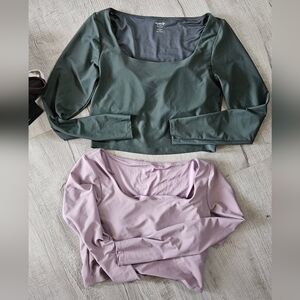 Old Navy Active Scoop Neck Tops - Lavender & Green